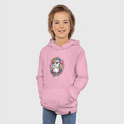 Толстовка детская хлопковая Единорог хипстер, цвет: светло-розовый — фото 2
