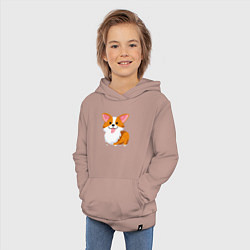 Толстовка детская хлопковая Милый корги, цвет: пыльно-розовый — фото 2
