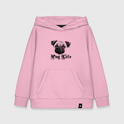 Толстовка детская хлопковая Pug life, цвет: светло-розовый
