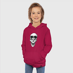 Толстовка детская хлопковая Skull and glasses, цвет: маджента — фото 2