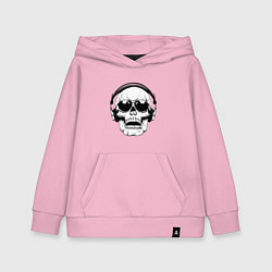 Толстовка детская хлопковая Skull Music lover, цвет: светло-розовый
