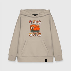 Толстовка детская хлопковая Мопс и роллы, цвет: миндальный