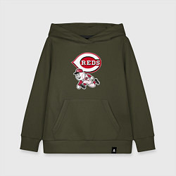Толстовка детская хлопковая Cincinnati reds - baseball team - talisman, цвет: хаки