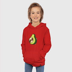 Толстовка детская хлопковая Мопс-авокадо, цвет: красный — фото 2