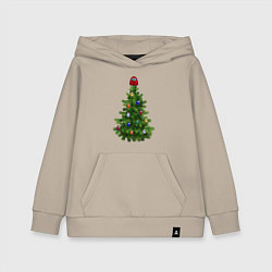 Толстовка детская хлопковая Among us елка, цвет: миндальный