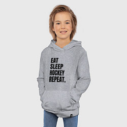 Толстовка детская хлопковая EAT SLEEP HOCKEY REPEAT, цвет: меланж — фото 2