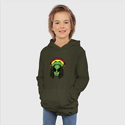 Толстовка детская хлопковая Reggae alien, цвет: хаки — фото 2