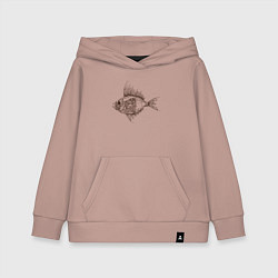 Толстовка детская хлопковая Стимпанк Рыба Steampunk Fish Z, цвет: пыльно-розовый