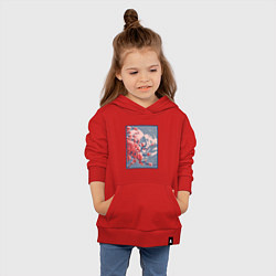 Толстовка детская хлопковая Цветение Сакуры на фоне Фудзи, цвет: красный — фото 2