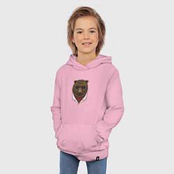 Толстовка детская хлопковая Крутой Медведь в очках, цвет: светло-розовый — фото 2