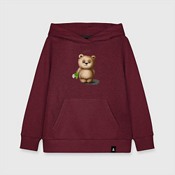 Толстовка детская хлопковая Медведь, цвет: меланж-бордовый