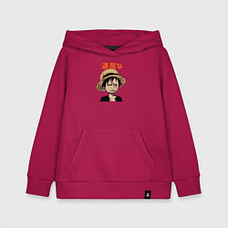 Толстовка детская хлопковая Луффи One Piece Большой куш, цвет: маджента