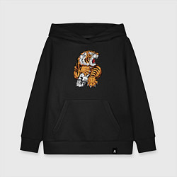 Толстовка детская хлопковая Tiger Skull, цвет: черный