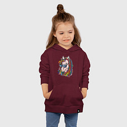 Толстовка детская хлопковая Единорог - хиппи, цвет: меланж-бордовый — фото 2