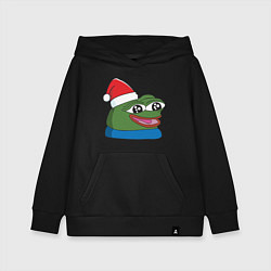 Толстовка детская хлопковая Pepe, pepe happy, Пепе хеппи, pepe happy new year, цвет: черный