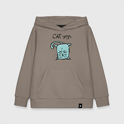 Толстовка детская хлопковая Кот и йога, цвет: утренний латте