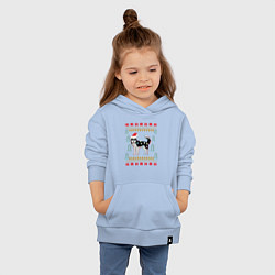 Толстовка детская хлопковая Рождественский свитер Хаски, цвет: мягкое небо — фото 2