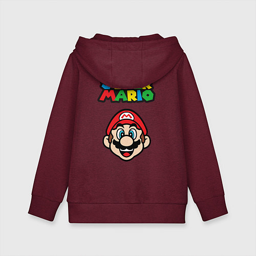 Детская толстовка-худи Yoshi&Mario / Меланж-бордовый – фото 2