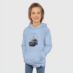 Толстовка детская хлопковая Mercedes Gelendwagen G63 AMG G-class G400d, цвет: мягкое небо — фото 2