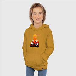 Толстовка детская хлопковая Бой Сайтама и Бороса One Punch-Man, цвет: горчичный — фото 2