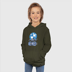 Толстовка детская хлопковая BMW Motorsport Retro, Germany, цвет: хаки — фото 2