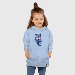 Толстовка детская хлопковая Волк акварель, цвет: мягкое небо — фото 2