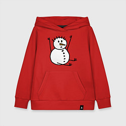 Толстовка детская хлопковая Снеговик в дудл-стиле, цвет: красный