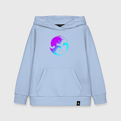 Толстовка детская хлопковая ИНЬ ЯНЬ КОТИКИ В НЕОНЕ, цвет: мягкое небо