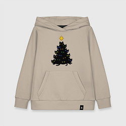 Толстовка детская хлопковая НовоКОТняя елка, цвет: миндальный
