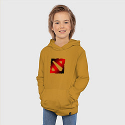 Толстовка детская хлопковая ЧЁРНО КРАСНОЕ ЛОГО ДОТА 2 DOTA 2 LOGO, цвет: горчичный — фото 2