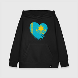 Толстовка детская хлопковая Сердце - Казахстан, цвет: черный