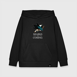 Толстовка детская хлопковая Sharks are coming, Сан-Хосе Шаркс San Jose Sharks, цвет: черный