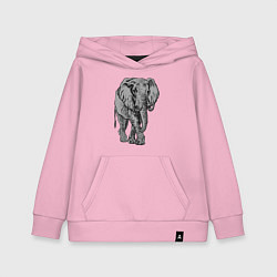 Толстовка детская хлопковая Огромный могучий слон, цвет: светло-розовый