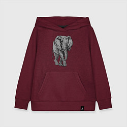 Толстовка детская хлопковая Огромный могучий слон, цвет: меланж-бордовый