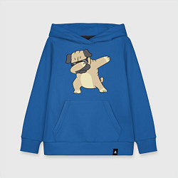 Толстовка детская хлопковая Дэббинг мопс в чёрных очках - Dabbing dog, цвет: синий