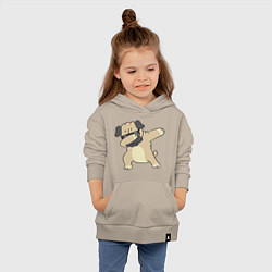 Толстовка детская хлопковая Дэббинг мопс в чёрных очках - Dabbing dog, цвет: миндальный — фото 2