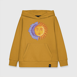 Толстовка детская хлопковая Солнца и луна с лицами, цвет: горчичный