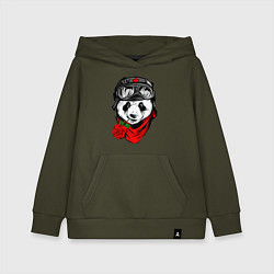 Толстовка детская хлопковая Панда с розой во рту, цвет: хаки