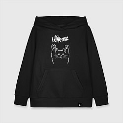 Толстовка детская хлопковая Blink 182 Рок кот, цвет: черный