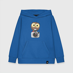 Толстовка детская хлопковая Сова на фотоаппарате, цвет: синий