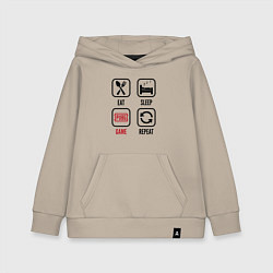 Толстовка детская хлопковая Eat Sleep PUBG Repeat, цвет: миндальный