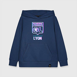 Толстовка детская хлопковая Lyon FC в стиле Glitch, цвет: тёмно-синий