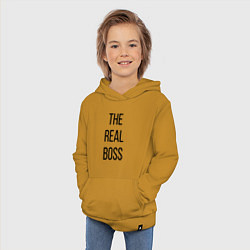 Толстовка детская хлопковая The real boss!, цвет: горчичный — фото 2
