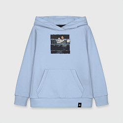 Толстовка детская хлопковая Внедорожник и медведь, цвет: мягкое небо