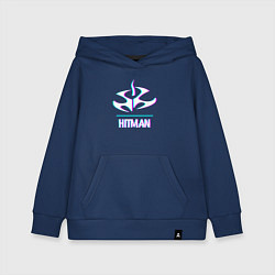 Толстовка детская хлопковая Hitman в стиле glitch и баги графики, цвет: тёмно-синий