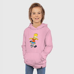 Толстовка детская хлопковая Барт Симпсон бьёт по футбольному мячу, цвет: светло-розовый — фото 2