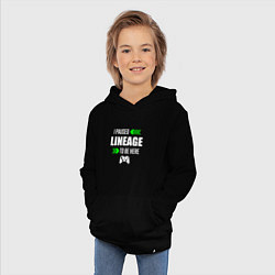 Толстовка детская хлопковая I paused Lineage to be here с зелеными стрелками, цвет: черный — фото 2