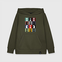 Толстовка детская хлопковая Шахматные фигуры на цветном фоне, цвет: хаки