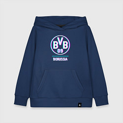 Толстовка детская хлопковая Borussia FC в стиле glitch, цвет: тёмно-синий