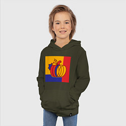 Толстовка детская хлопковая Тыква трехцветная винтаж, цвет: хаки — фото 2